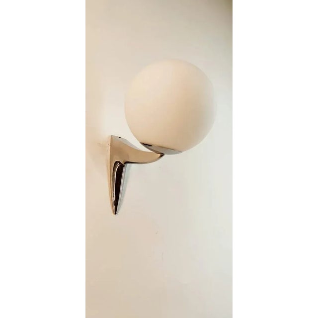 Wall Light in Chromed Brass with Satin White Sphere For Sale - Image 4 of 13