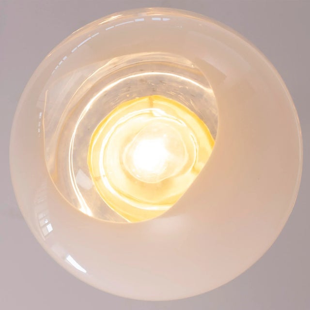 1980s Suspension Light with White Milk Glass Sphere & Decoration, Italy For Sale - Image 5 of 11