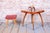 Gold Mid-Century Stool in Upholstery and Beech, Slovakia, 1960s For Sale - Image 8 of 9