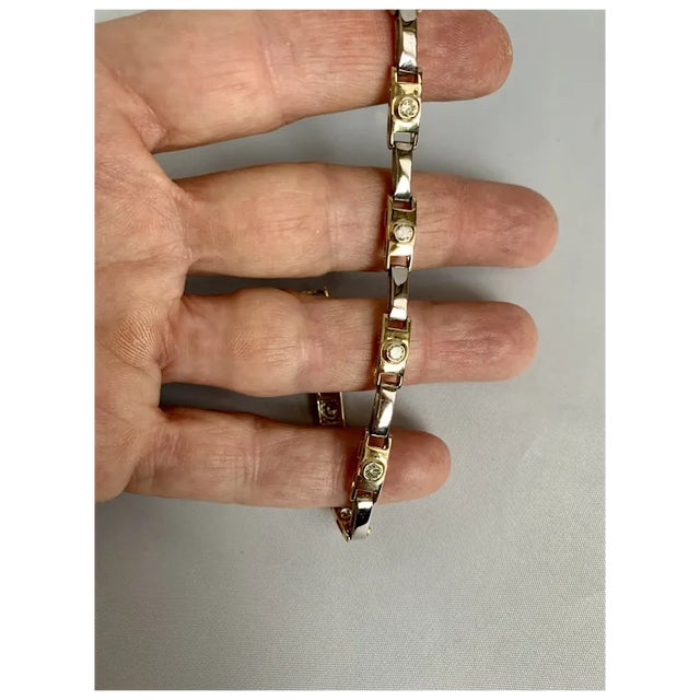 Late 20th Century Late 20th Century 14k Two Tone Gold Diamond Bracelet For Sale - Image 5 of 10