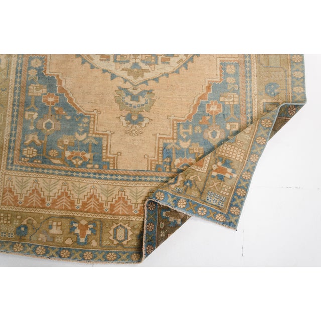 Vintage Distressed Turkish Oushak Rug in Pastel Blue and Cream For Sale - Image 10 of 10