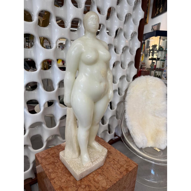 1980s Felipe Castaneda White Onyx Life Size Sculpture of a Nude Woman For Sale - Image 9 of 18