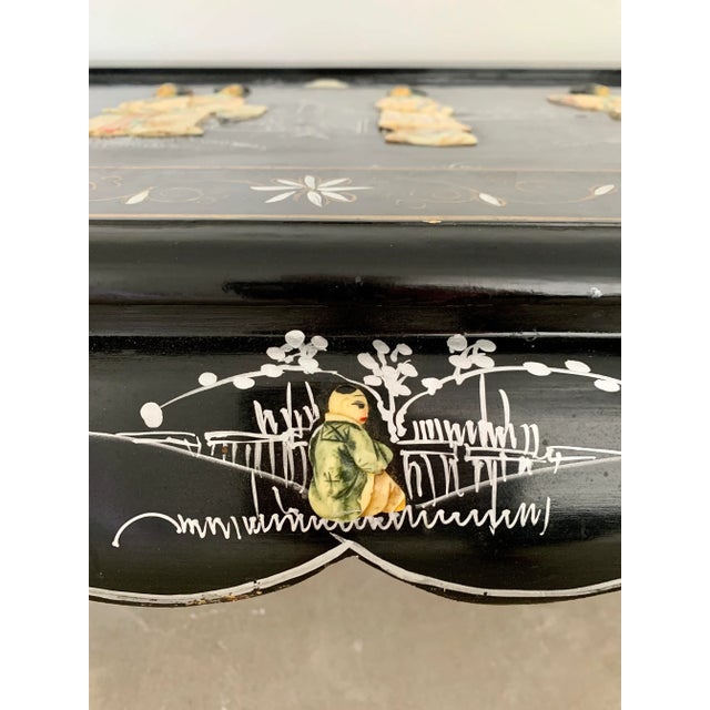 Black Black Lacquer Chinoiserie Coffee Table For Sale - Image 8 of 10