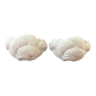 Vintage Art Deco Bisque Koi Wall Sconces For Sale