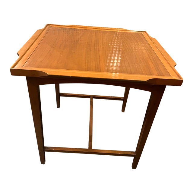 1960s Square Walnut Mid Century Side Table For Sale