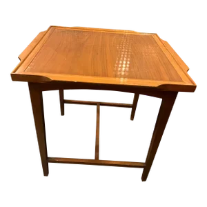 1960s Square Walnut Mid Century Side Table