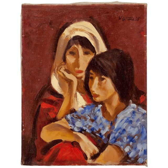 Anton Vorauer, Portrait, Two Women, Oil on Canvas, c. mid 1900's For Sale