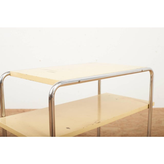 Model B12 Console Table in Chrome-Plated Tubular Steel and Beige Lacquered Plywood by Marcel Breuer for Thonet, 1928 For Sale - Image 9 of 14