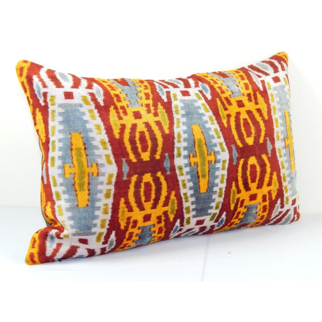 Decorative Throw Velvet Ikat Pillow -Luxurious cushion cover of handloomed ikat fabric -Insert is NOT included -Ikat is an...