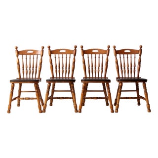 Vintage Spindle Back Dining Chairs Set of 4 For Sale