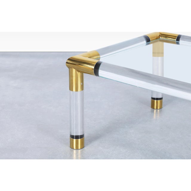 Vintage Italian Modernist Lucite and Brass Coffee Table, 1970s For Sale - Image 10 of 12