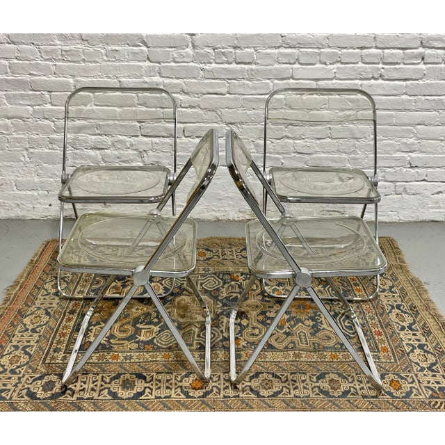 Castelli Mid Century Modern Italian Lucite "Plia" Folding Chairs by Giancarlo Piretti for Castelli, C. 1970s For Sale - Image 4 of 12