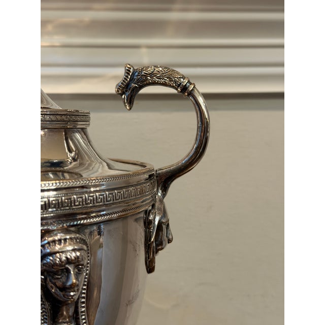 Antique 19th-Century Egyptian Revival Silver-Plated Samovar With Sphinx Finial For Sale - Image 9 of 16
