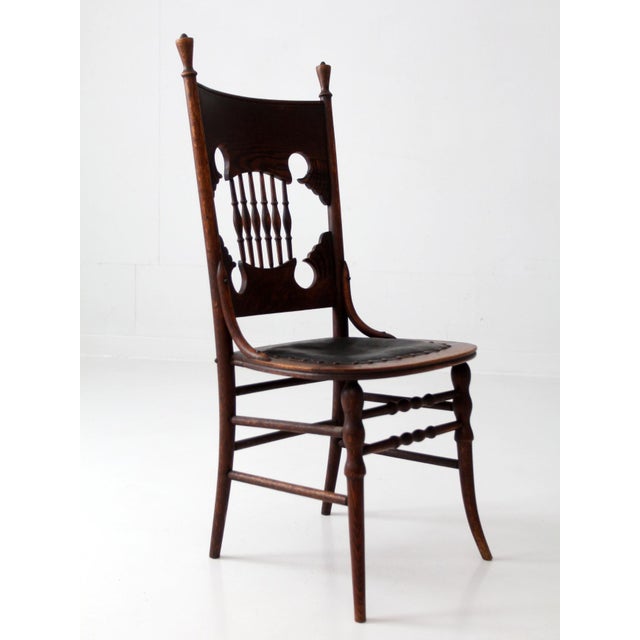 Antique Eastlake Victorian Side Chair With Leather Seat For Sale - Image 17 of 17