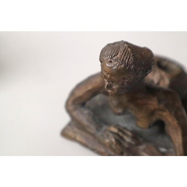 Brown Surrealist Bronze Sculpture Act of Female and Male Signed Candle Holders , 1980 For Sale - Image 8 of 15