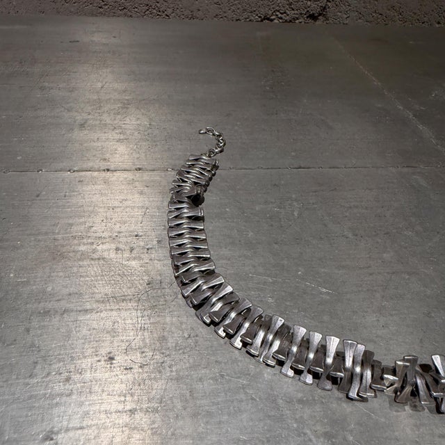 Brutalist Vintage Modernist Brutalist Articulated Bone Collar Necklace Nanna Ditzel Era For Sale - Image 3 of 10