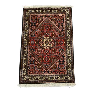 Fine Bidjar Rug 1’5” X 2’1” Red Wool Vintage Traditional Hand-Knotted Carpet For Sale