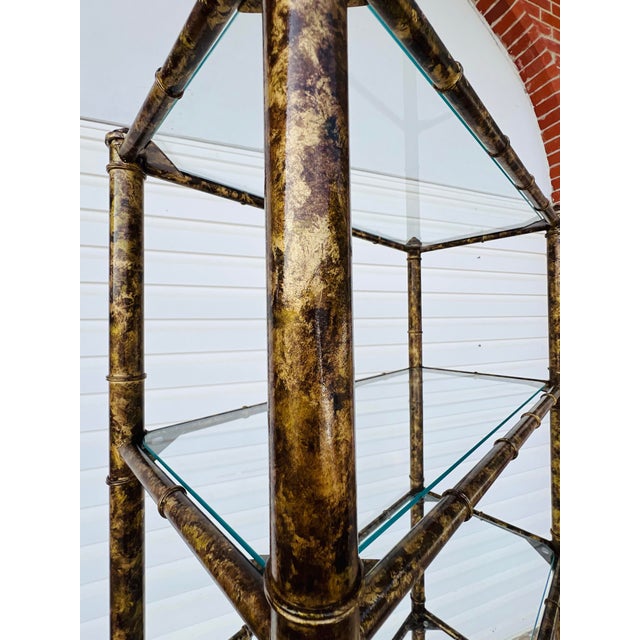 Mid-Century Faux Tortoiseshell Bamboo Étagère Bookcase - Newly Painted For Sale In Mobile - Image 6 of 10