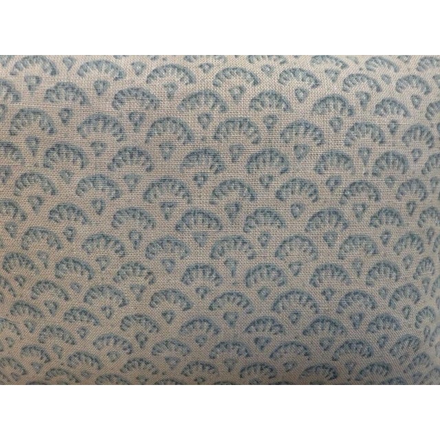Modern Artisan Crafted Blue Motif Decorative Pillows in Printed Linen For Sale - Image 3 of 5