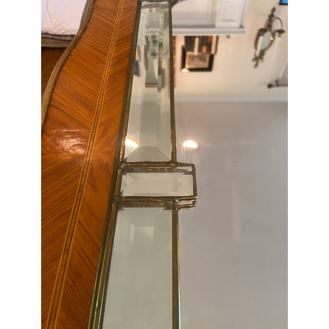 Brass Vintage Post Modern Brass and Beveled Glass Mirror For Sale - Image 8 of 9