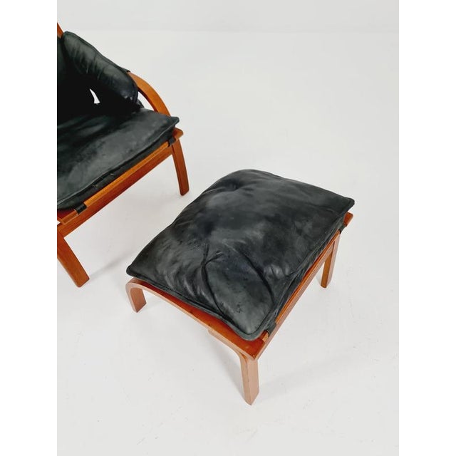 Black Set of Mid-Century Modern Lounge Chair and Ottoman by Swedese, 1960 For Sale - Image 8 of 18