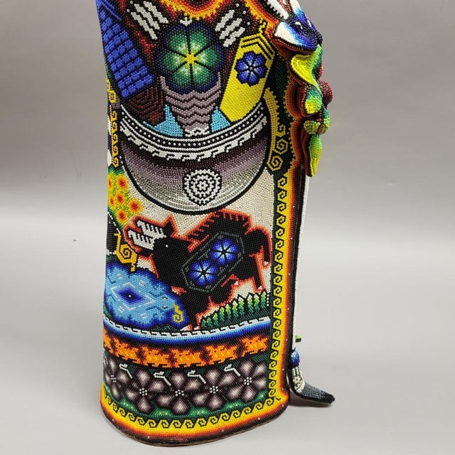 Monumental Huichol Beaded La Catrina, Day of the Dead, Sculpture, Mexico, 36” For Sale - Image 10 of 12