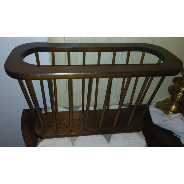 Wood 1950s Mid Century Modern Umanoff Style Walnut Magazine Rack For Sale - Image 7 of 8
