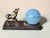 Art Deco Night Light with Fawn Motif, Gilt Spelter and Blue Opaline Globe, France, 1930 For Sale - Image 4 of 8