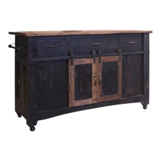 Greenview Kitchen Island - Distressed Black For Sale