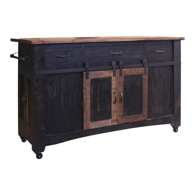 Greenview Kitchen Island - Distressed Black For Sale