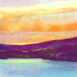 "Evening Glow" Vintage Landscape Archival Giclee Print by Ken Elliott