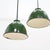 Two Small Industrial Green and White Enamel Domed Factory Pendant Shades For Sale - Image 4 of 11