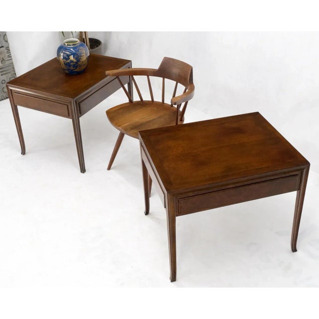 Pair Baker MidCentury Modern Rectangle One Drawer End Side Tables