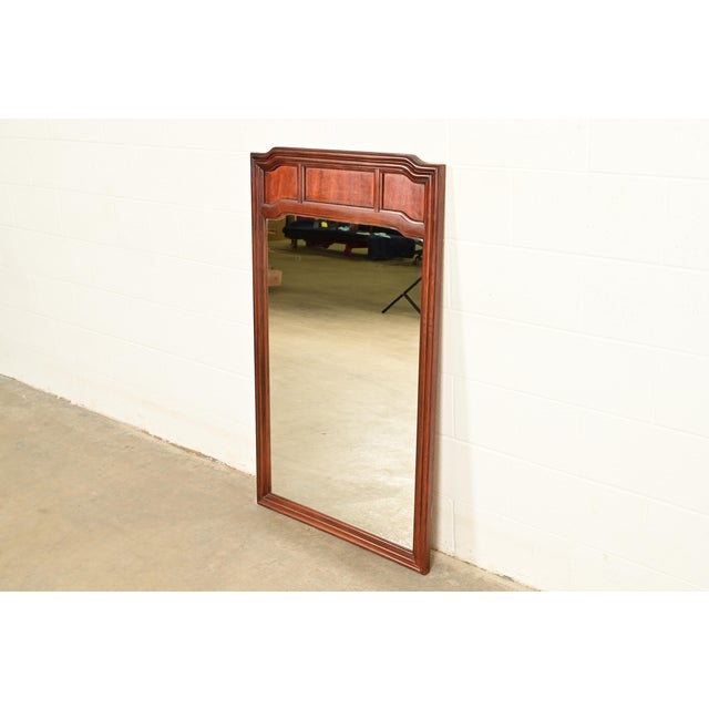 1970s Thomasville Mid-Century Modern Hollywood Regency Campaign Carved Walnut Framed Wall Mirror, 1970s For Sale - Image 5 of 14