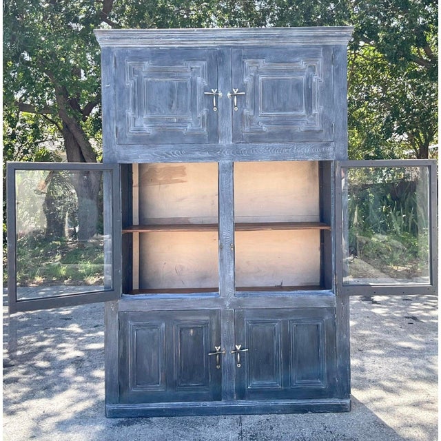 Vintage Boho Monumental Primitive Milwork Storage Cabinet For Sale - Image 4 of 9