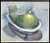 Contemporary Abstract Surrealist Painting of a Green Pear in a Bathtub, 21st Century For Sale