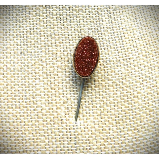 Antique 9k Gold Victorian Goldstone Oval Stickpin, Lapel Pin For Sale In New York - Image 6 of 9