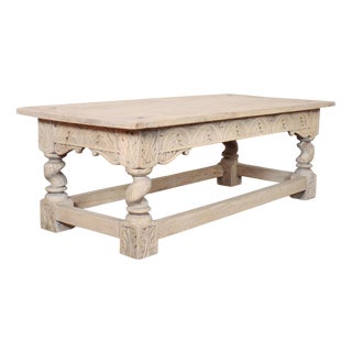 English Carved Oak Coffee Table For Sale