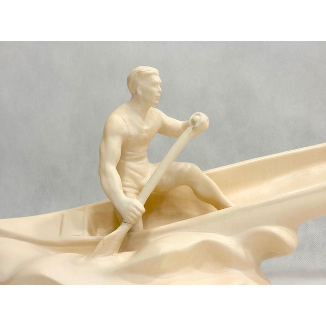 Plaster Rower Statue from Jihokera Bechyně, 1950s, in Good conditions. Designed 1950 to 1959 This piece has an attribution...