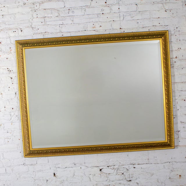 Late 20th Century Late 20th Century Neoclassical to Traditional Large Wall Mirror Rectangular Antiqued Gold Frame For Sale - Image 5 of 18