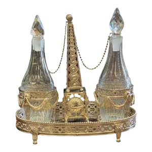 19th Century Elegant Dutch Silver and Crystal Oil and Vinegar Cruet Stand