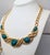 American Vintage 1990s Signed Monet Goldtone Cabochon Faux-Green Jasper Collar Necklace For Sale - Image 3 of 9