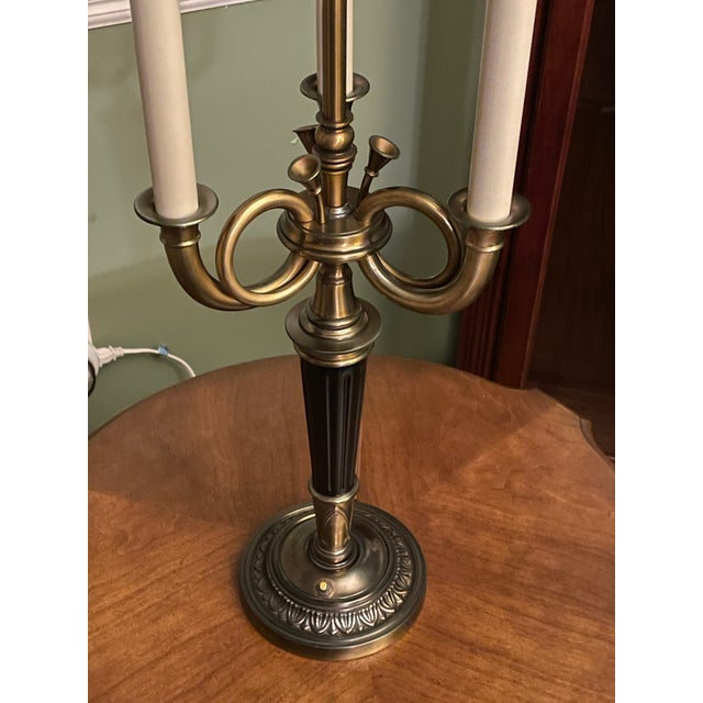 Metal 1960s French Horn Style Bouillotte Stiffel Lamp For Sale - Image 7 of 12