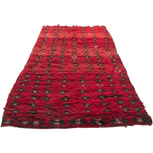Tribal Vintage Berber Red Moroccan Hallway Rug - 03'06 X 08'08 For Sale - Image 3 of 9