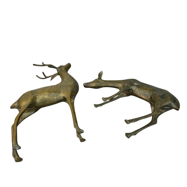 Set of 2 Mid Century Brass Deer Figurines, Buck & Doe For Sale - Image 15 of 15