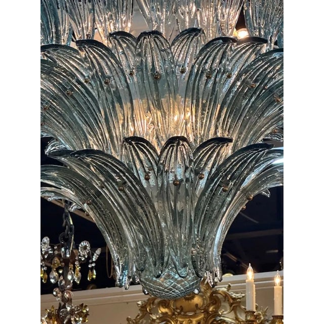 Murano Glass "Palmette" Chandelier in Fontana Green For Sale - Image 4 of 5