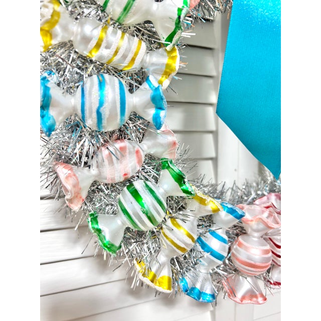 Handmade Christmas Wreath With Vintage Glass Candy Ornaments For Sale - Image 4 of 6