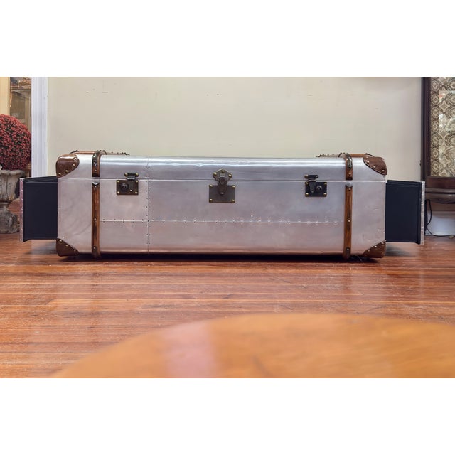 Restoration Hardware Aluminum Steamer Trunk Coffee Table For Sale - Image 14 of 15