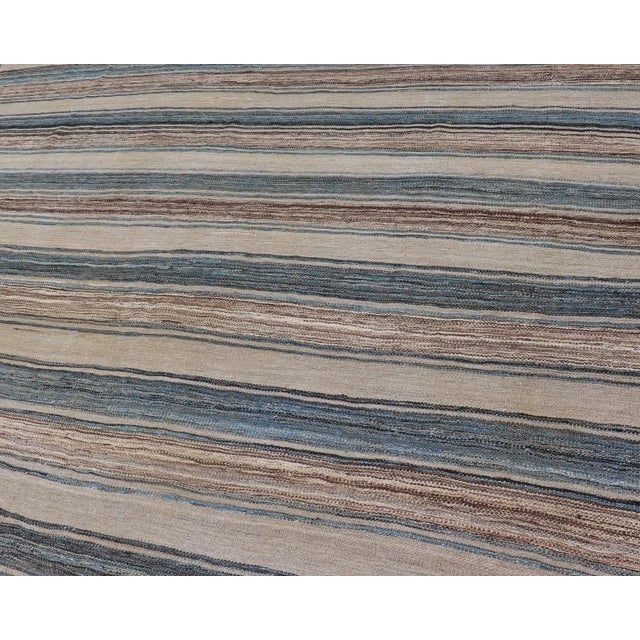Textile Flat-Weave Kilim Rug by Keivan Woven Arts, Brown and Blue 8'0 X 11'6 For Sale - Image 7 of 13