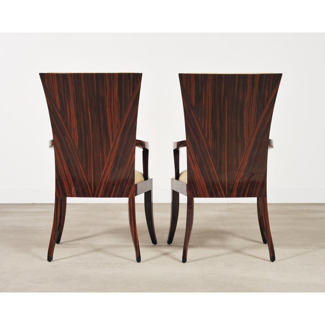 Set of Eight French Art Deco Style Macassar Ebony Dining Chairs For Sale - Image 10 of 18